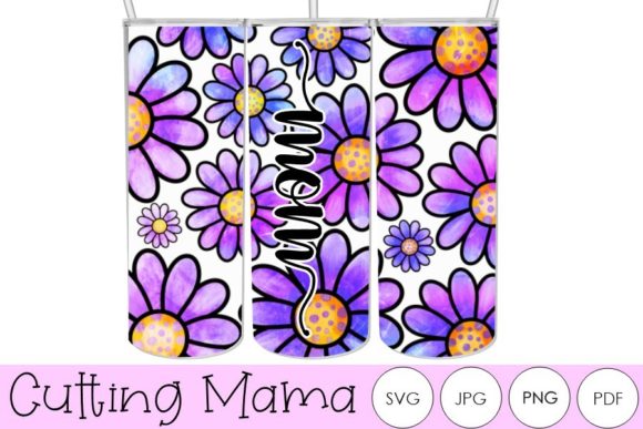 20 Oz Skinny Tumbler Purple Daisy Mom Graphics