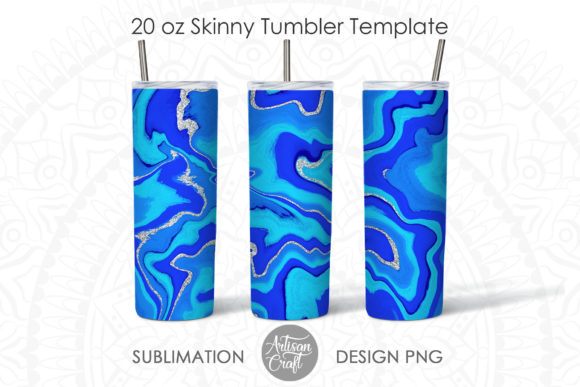 Blue Marble, Silver Glitter, Tumbler PNG
