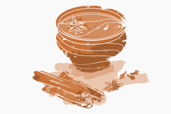 Brush Strokes Masala Chai in Pottery Cup: Graphics for Local Business Branding