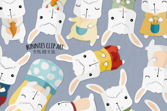 Bunny SVG Clipart Set of 14: Graphics for Creative Projects
