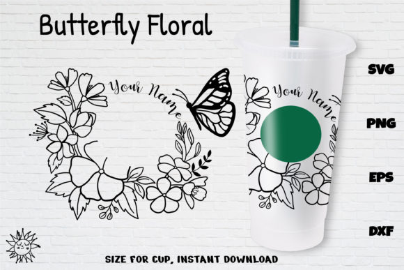Butterfly Floral Custom Venti Cup 24 Oz: Graphics and Crafts for Content Publishing