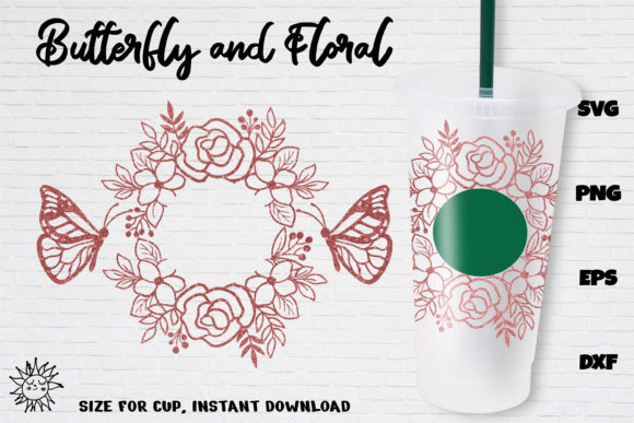 Butterfly Florals Venti Cold Cup 24 Oz Graphics