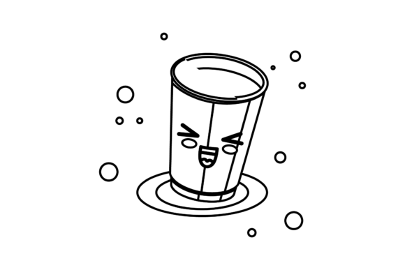 Coffee Cup Drink Kawaii Outline Graphics