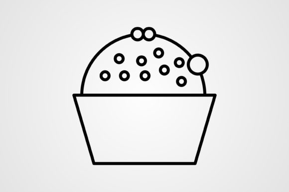 Cup Cake Line Icon Graphics & Icons