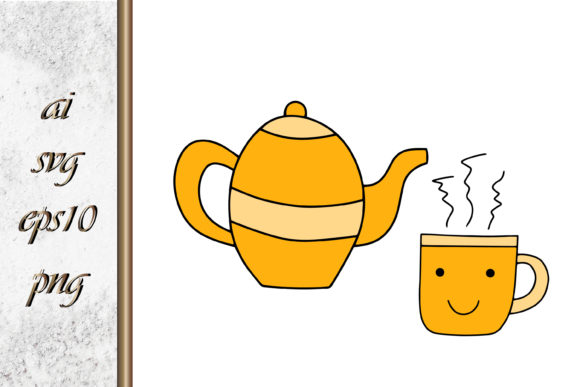 Doodle Cup of Tea Teapot Hand Drawn Art