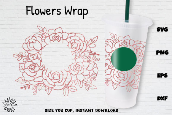 Floral Full Wrap Venti Cold Cup 24 Oz Graphics & Crafts