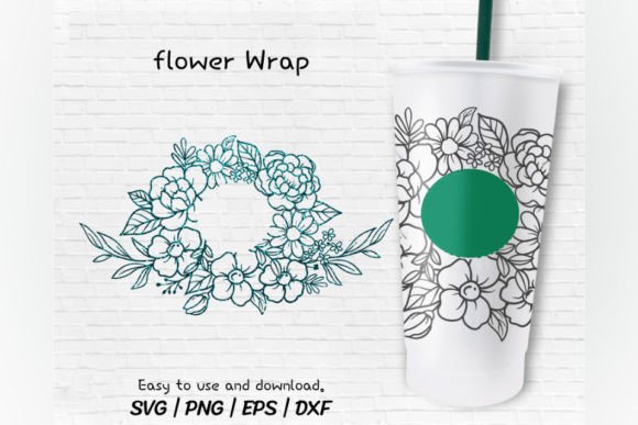 Floral Full Wrap Venti Cold Cup 24 Oz: Graphics for Crafts