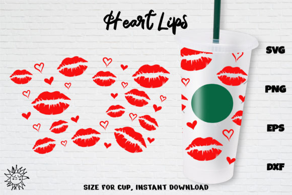 Lips Heart Wrap Venti Cold Cup 24 Oz Graphics and Crafts