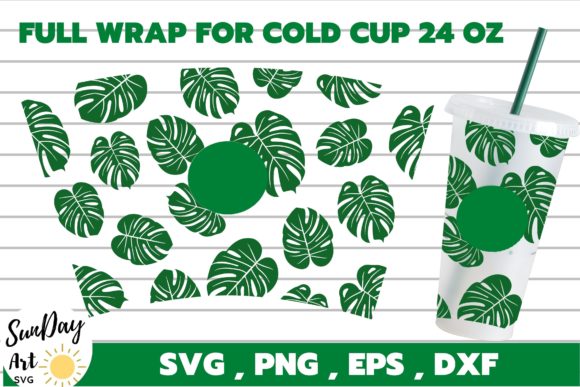 Monstera Cold Cup 24 Oz Graphics & Tumbler Wraps