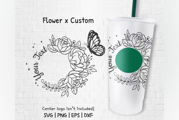 Rose Butterfly Floral, Venti Cold Cup 24 Graphics