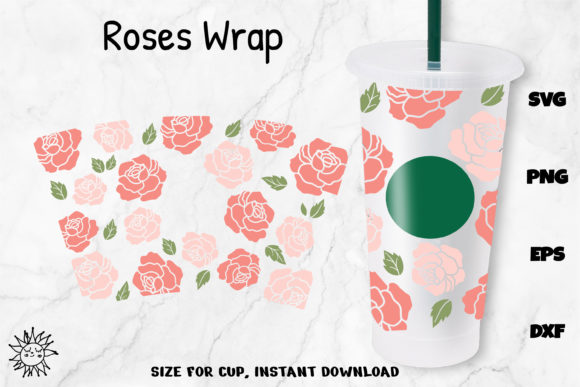 Roses Pattern Floral, Venti Cold Cup 24