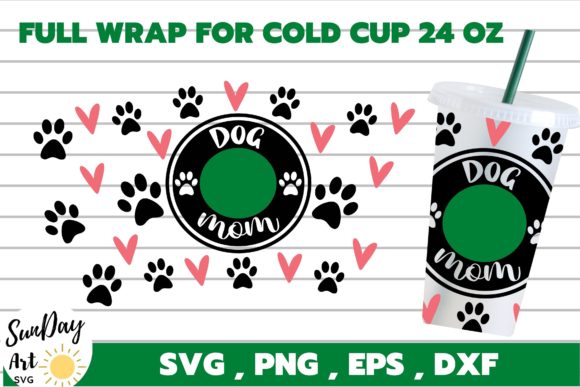 Seamless Wrap Dog Mom Paw Cup Graphics