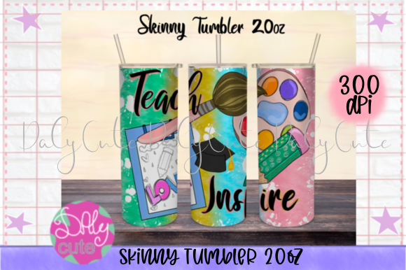 Teach Love Tumbler 20oz Skinny Design Graphics