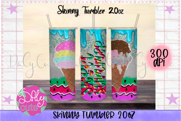 Tumbler 20oz Ice Cream Skinny Wrap Graphics