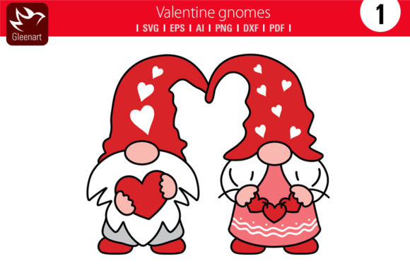 Valentine Gnomes Svg File: Graphics for Editorial Use
